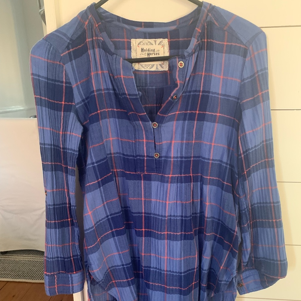Blue plaid shirt
